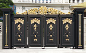 電動折疊門 - 智能懸折門938-FA（深咖+花件描金）