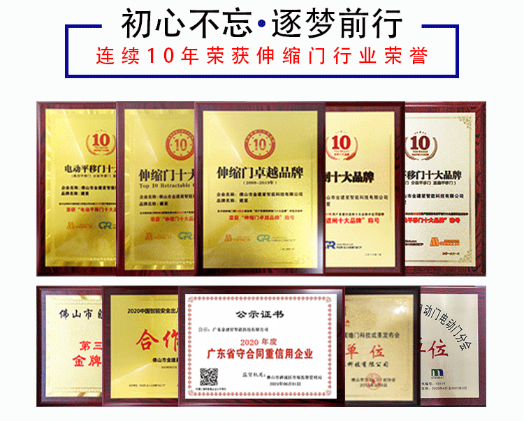 連續(xù)十年榮獲伸縮門行業(yè)榮譽(yù)