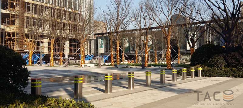 紹興金昌國(guó)際金融中心升降柱案例 - 中出網(wǎng)-智能出入口與停車充電門戶