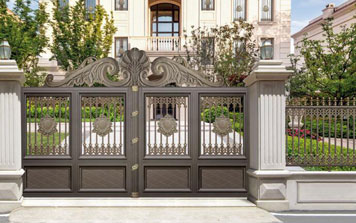 庭院別墅大門 - 皇家-HJ-18128A（名流銀咖+藝術金黃）