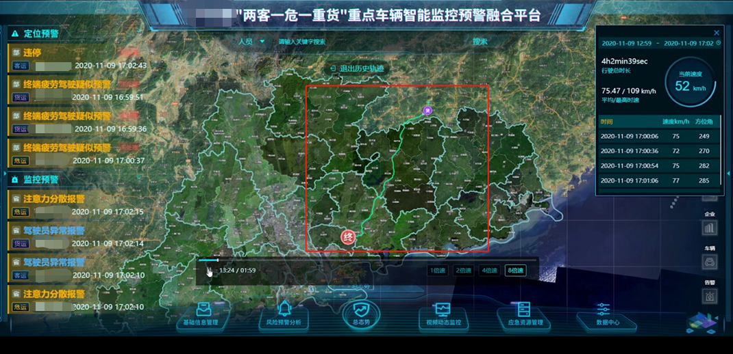 “兩客一危一重貨”重點車輛智能監(jiān)控預(yù)警融合平臺